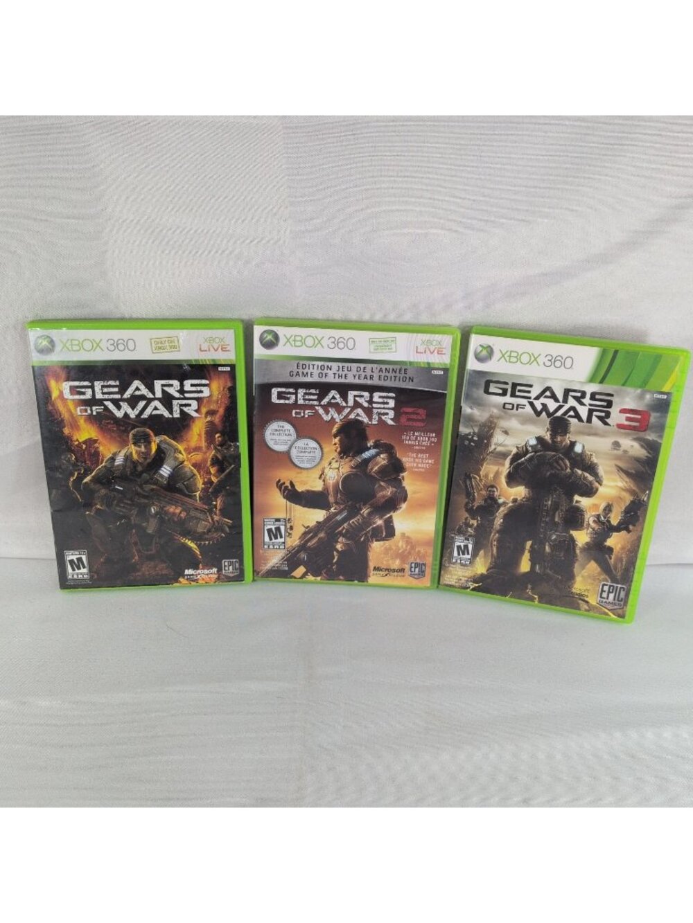 Gears of War 1 2 3 Lot Xbox 360 Trilogy GOTY Bundle Manual Stickers CIB TESTED